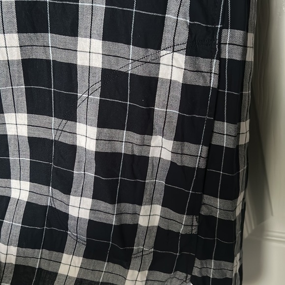 H&M Dark Navy Blue and White Flannel Dress Button Up Pockets L.O.G.G. - Picture 6 of 9